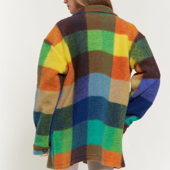 New DAVI N DANI fuzzy shacket shirt plaid multi color brushed western SM-4X - Picture 4 of 16